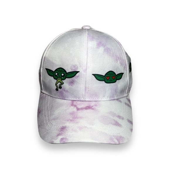 Baby Yoda Girls Licensed Tie-Dye Baseball Hat with Yoda Icons - Picture 1 of 6